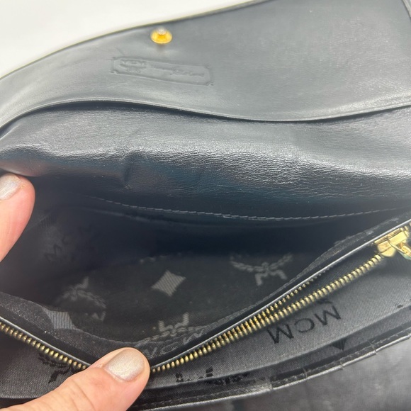 MCM VISETOS tri fold canvas long wallet black. - Picture 9 of 12